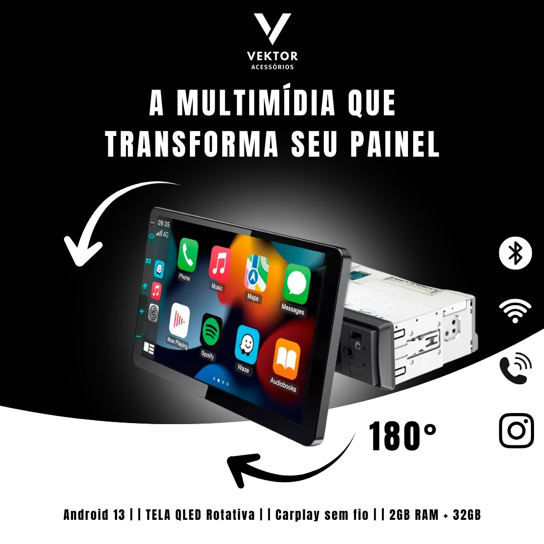 BLACK FRIDAY 65% OFF | CENTRAL MULTIMIDIA UNIVERSAL(PARA QUALQUER CARRO) + FRETE GRÁTIS