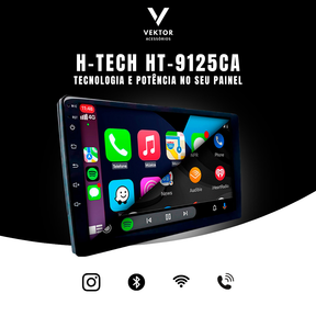 Multimídia MP5 2 Din 9 Polegadas" H-Tech HT-9125CA Android Auto CarPlay Sem Fio + Câmera de Ré