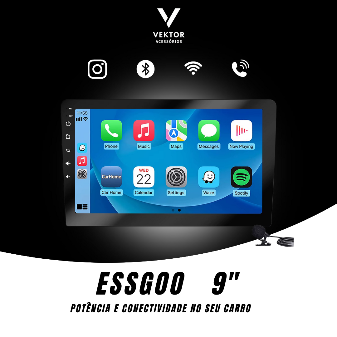 ESSGOO 9 polegadas Android Carplay 2 Din MP5 Carro Player GPS/ Bluetooth/FM／rádio do carro