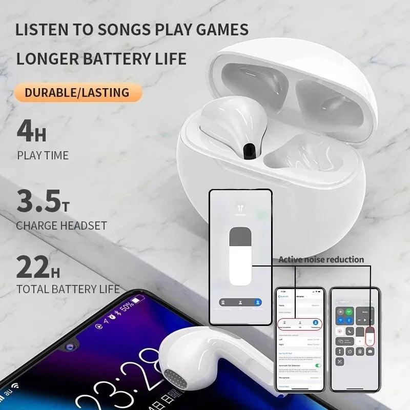 Air Pro 6 TWS Fones De Ouvido Sem Fio Bluetooth, Fones De Ouvido Originais, Mini Fones De Ouvido, Fones De Ouvido para Xiaomi, Android, Apple, iPhone