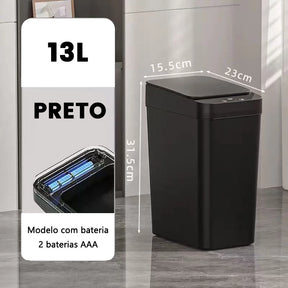 Lixeira Automática Inteligente com Sensor, Fácil de Abrir, Lixeira Doméstica de Toque, 13 Litros