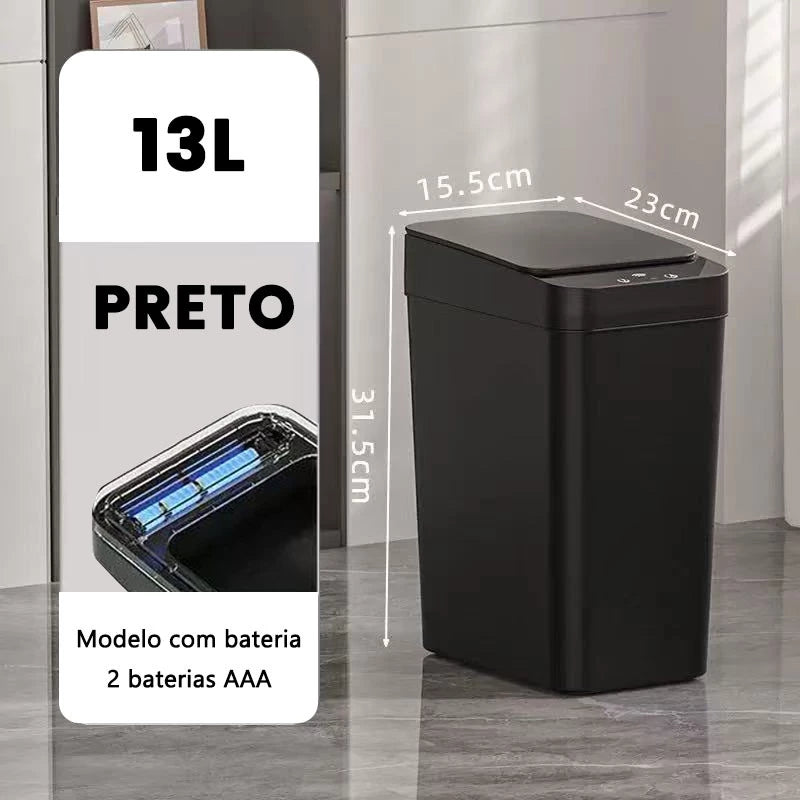 Lixeira Automática Inteligente com Sensor, Fácil de Abrir, Lixeira Doméstica de Toque, 13 Litros