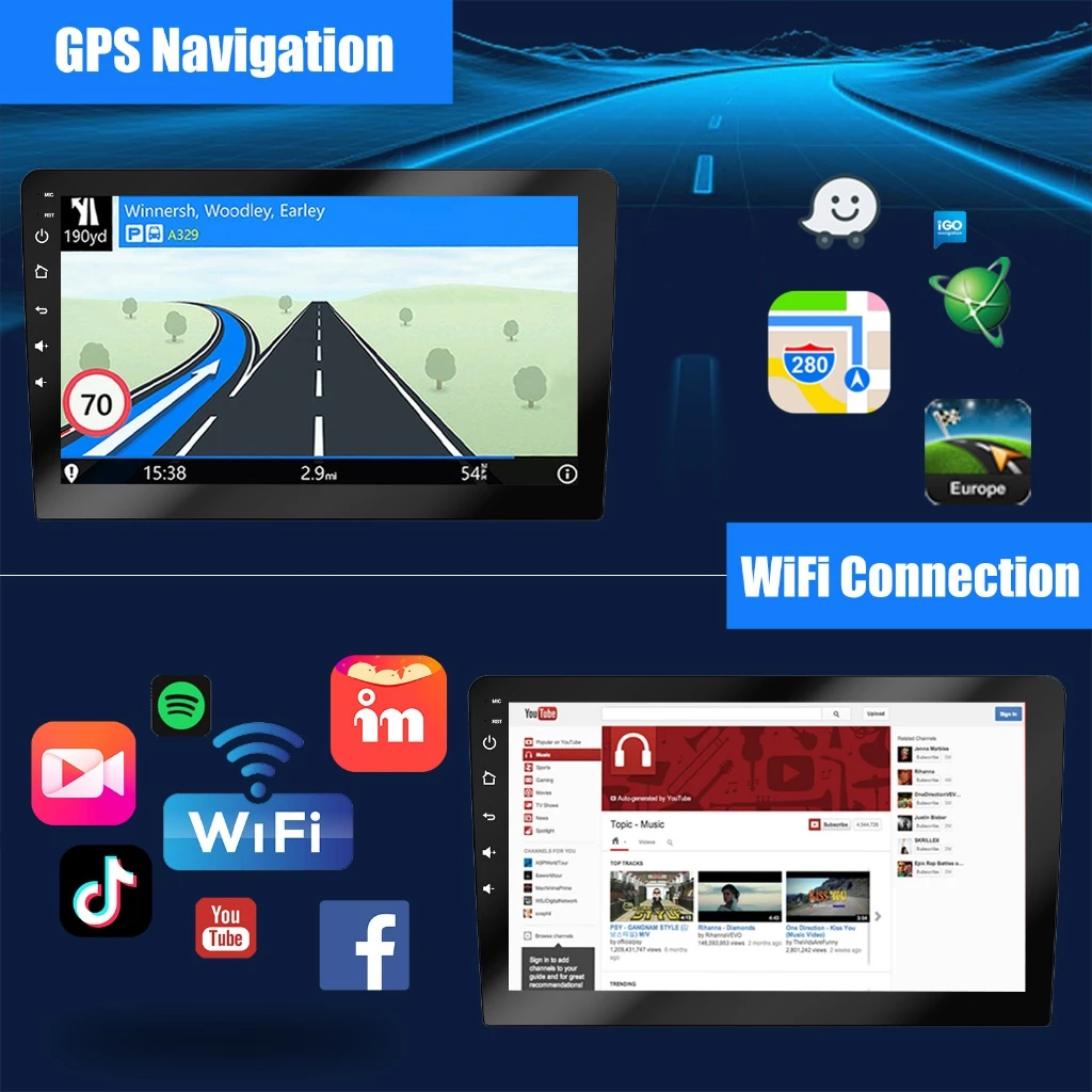 ESSGOO 9 polegadas Android Carplay 2 Din MP5 Carro Player GPS/ Bluetooth/FM／rádio do carro