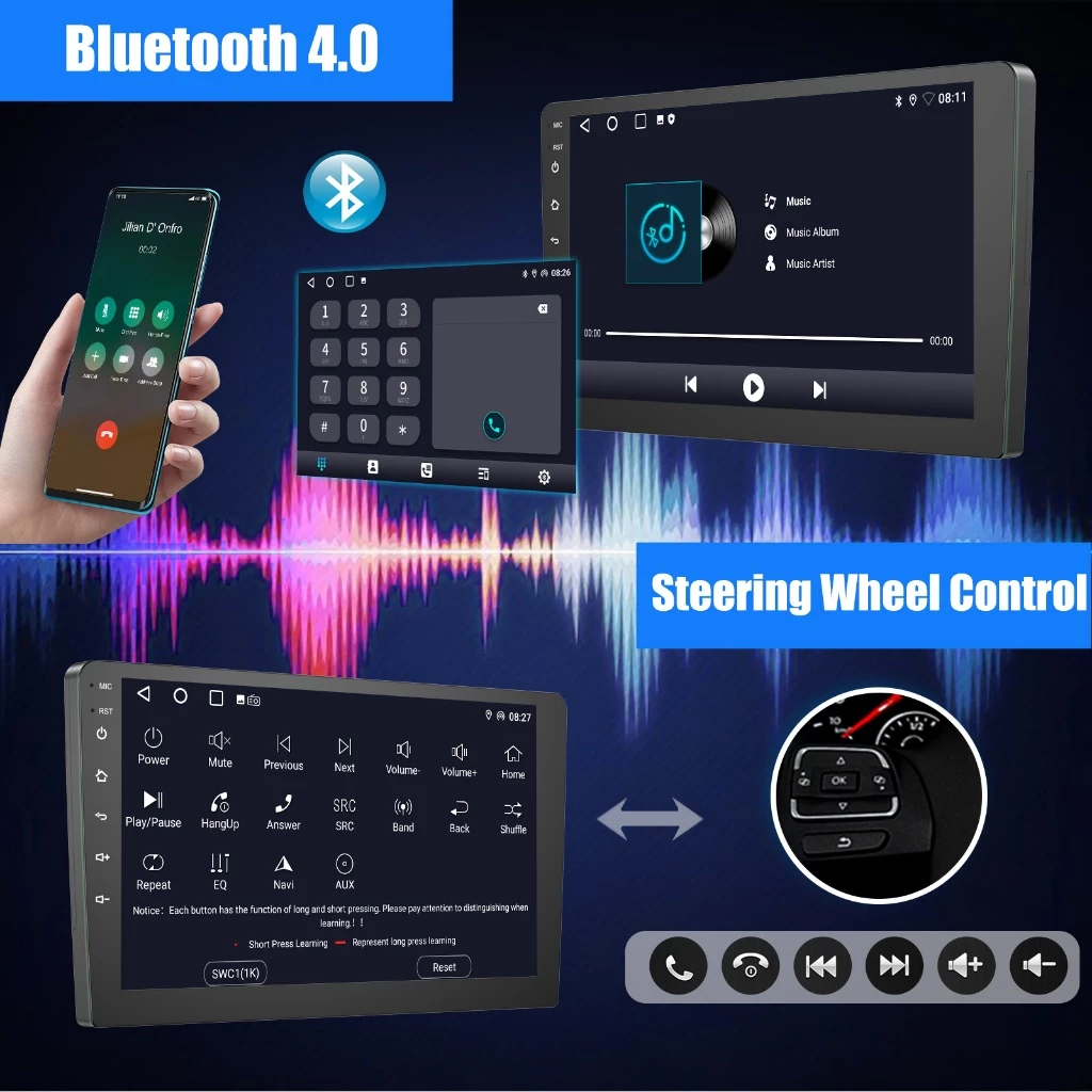 ESSGOO 9 polegadas Android Carplay 2 Din MP5 Carro Player GPS/ Bluetooth/FM／rádio do carro