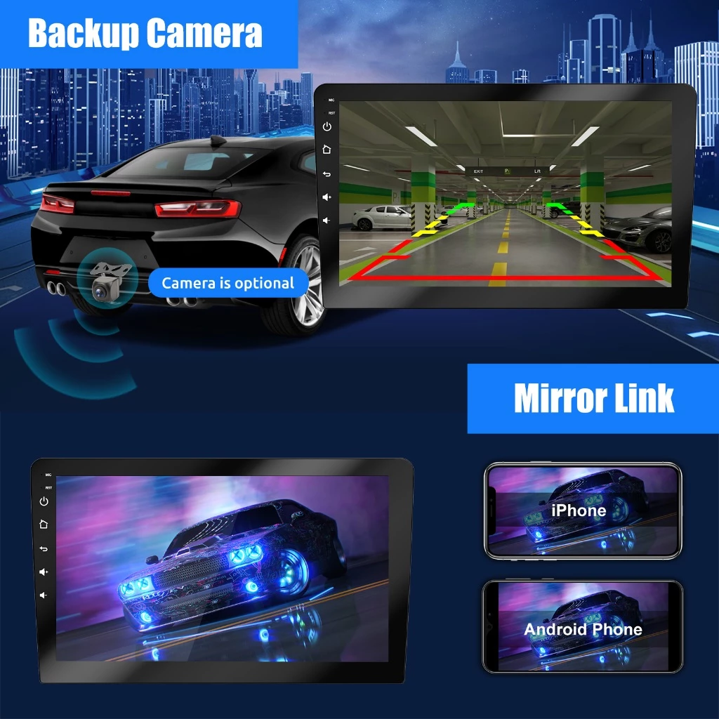 ESSGOO 9 polegadas Android Carplay 2 Din MP5 Carro Player GPS/ Bluetooth/FM／rádio do carro