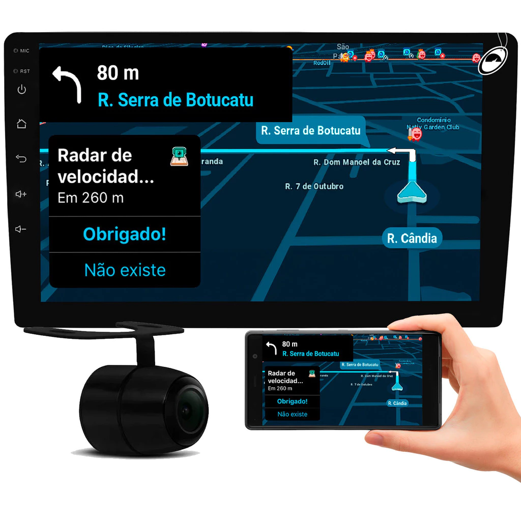 Multimídia MP5 2 Din 9 Polegadas" H-Tech HT-9125CA Android Auto CarPlay Sem Fio + Câmera de Ré