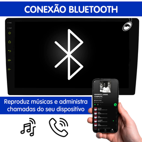 Multimídia MP5 2 Din 9 Polegadas" H-Tech HT-9125CA Android Auto CarPlay Sem Fio + Câmera de Ré